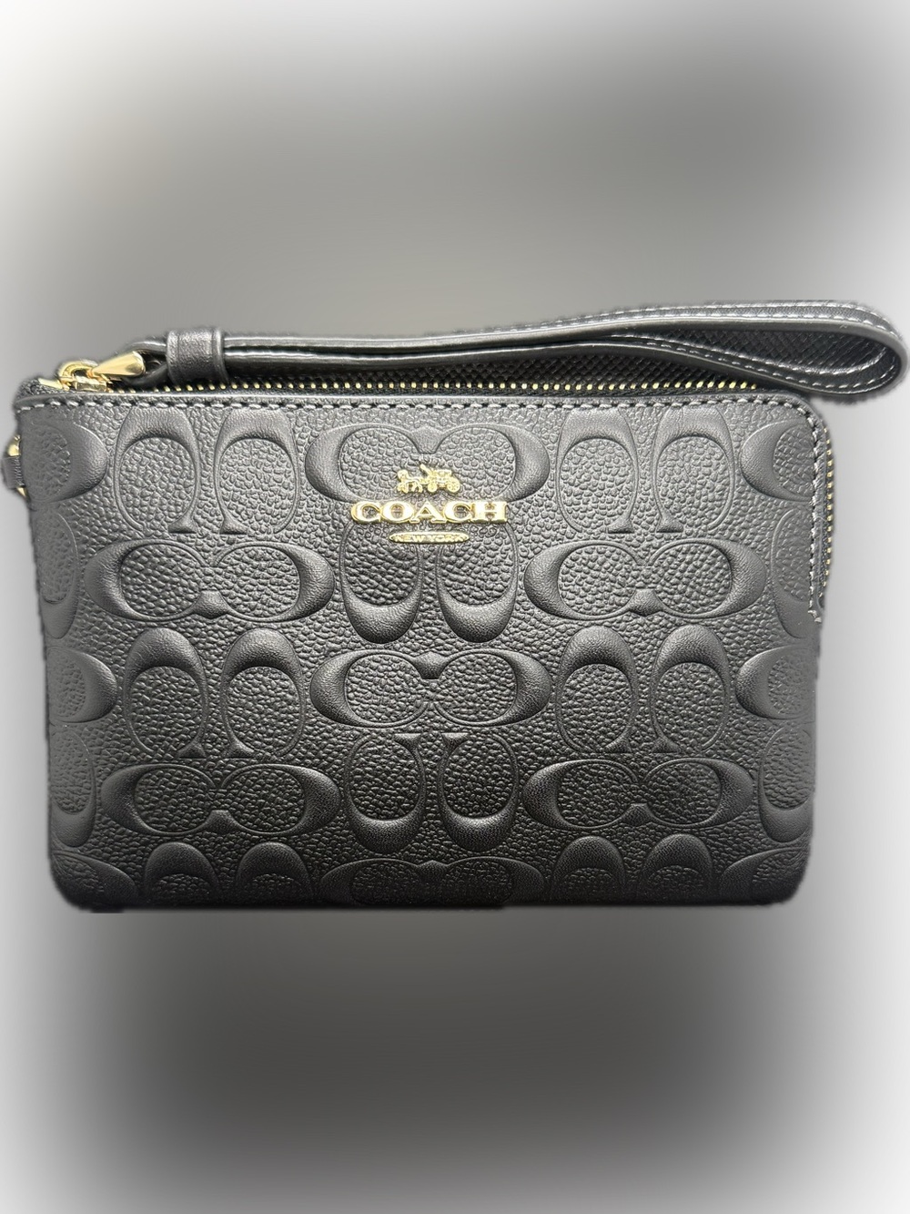 🖤COACH🖤Black Embossed Signature Wristlet w/Gold Hardware/NWOT - Picture 6 of 7